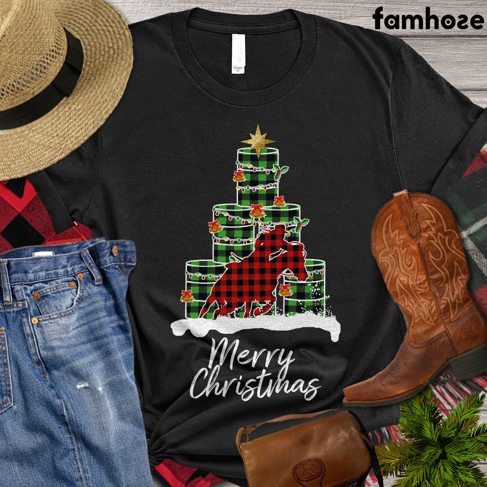 Barrel Racing T-shirt, Merry Christmas Barrel Racing Shirt, Barrel Racing Lover Gift, Barrel Racing Tees