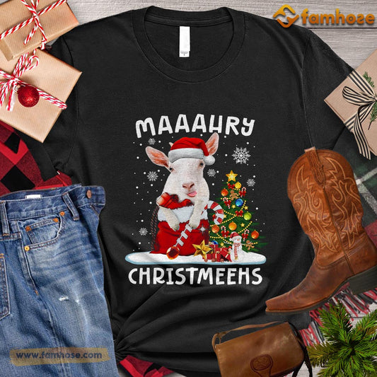 Funny Christmas Goat T-shirt, Maaahry Christmeehs Christmas Gift For Goat Lovers, Goat Farm, Goat Tees