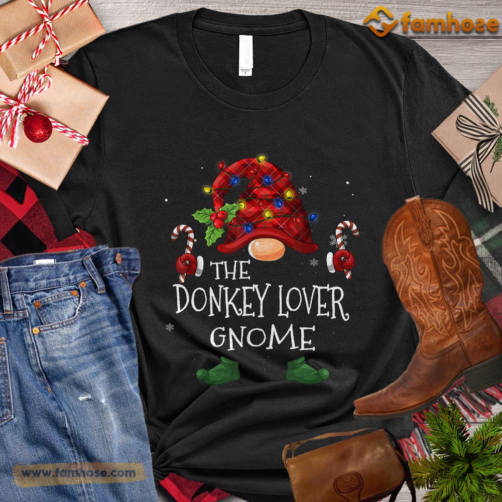 Cute Christmas Donkey T-shirt, The Donkey Lover Gnome Christmas Gift For Donkey Lovers, Donkey Farm, Donkey Tees