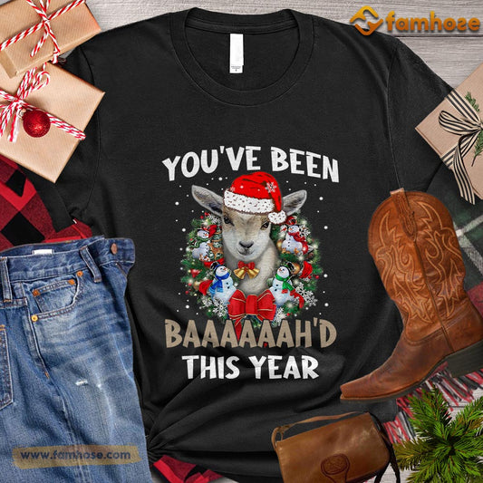 Funny Christmas Goat T-shirt, You've Been Baaah This Year Christmas Gift For Goat Lovers, Goat Farm, Goat Tees