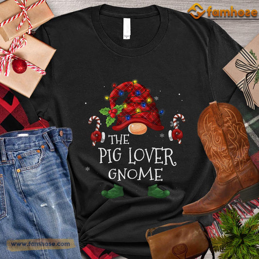 Cute Christmas Pig T-shirt, The Pig Lover Gnome Christmas Gift For Pig Lovers, Pig Farm, Pig Tees