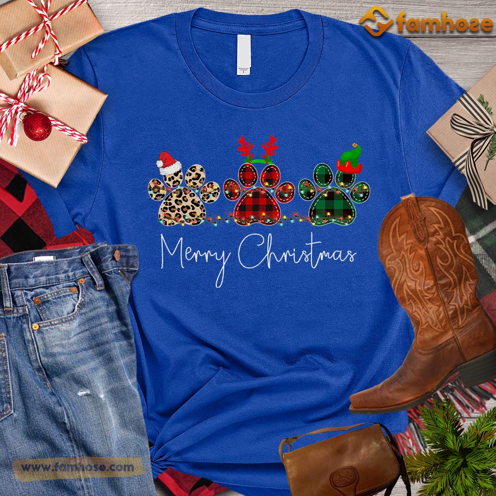 Christmas Dog T-shirt, Merry Christmas Dogshoe Dog Leopard Santa ELF Gift For Dog Lovers, Dog Owners, Dog Tees