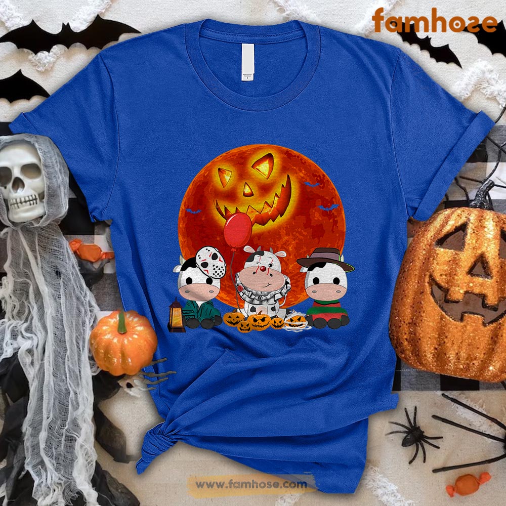 Cow Halloween T-shirt, Horror Movies Character Halloween Gift For Cow Lovers, Cow Farmer