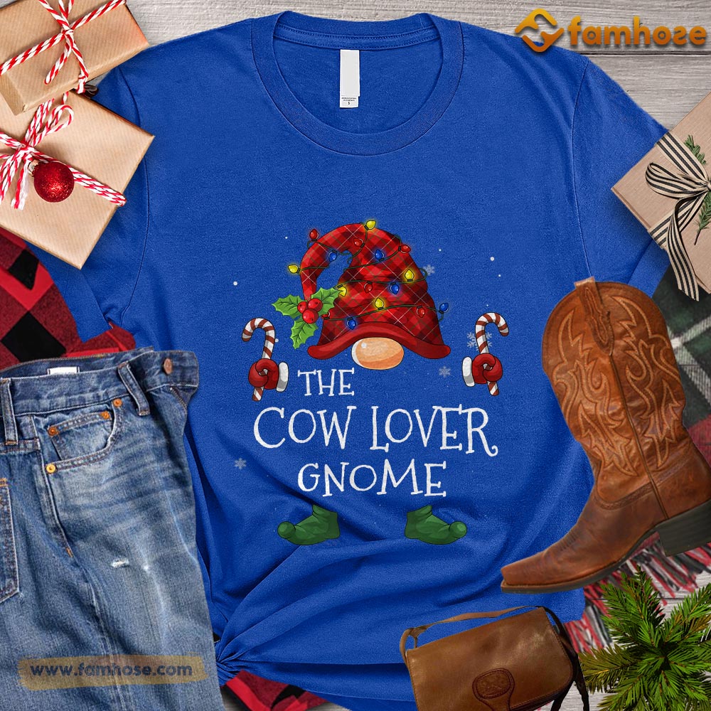 Cute Christmas Cow T-shirt, The Cow Lover Gnome Christmas Gift For Cow Lovers, Cow Farm, Cow Tees