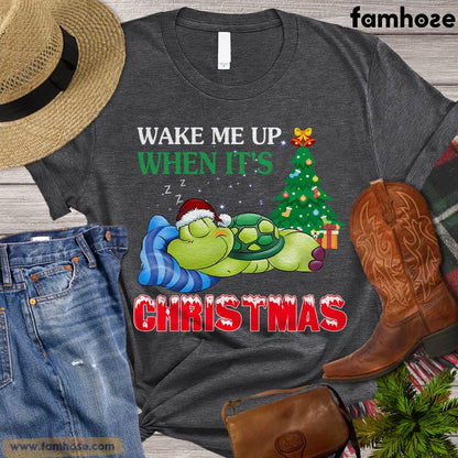 Chritsmas Turtle T-shirt, Wake Me Up When It's Christmas Turtle Shirt, Gift For Turtle Lovers, Turle Tees