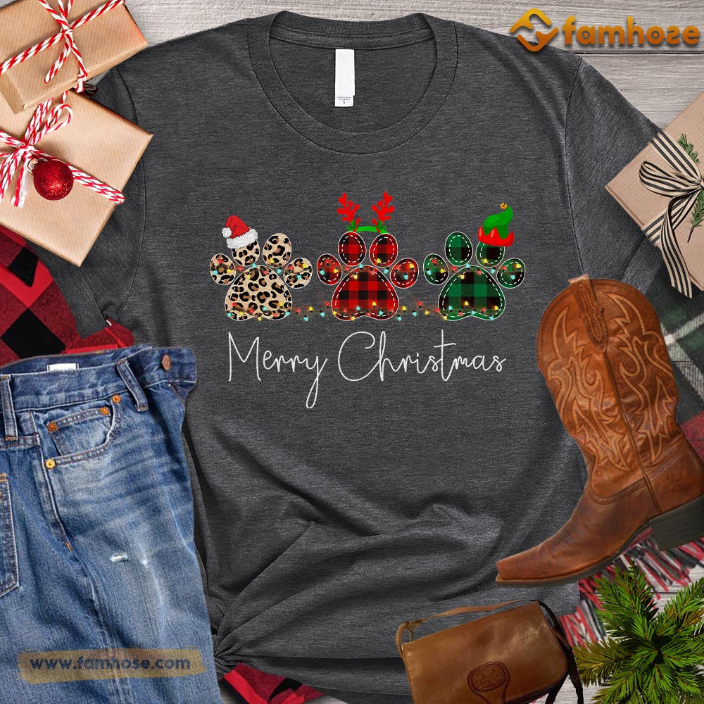 Christmas Dog T-shirt, Merry Christmas Dogshoe Dog Leopard Santa ELF Gift For Dog Lovers, Dog Owners, Dog Tees