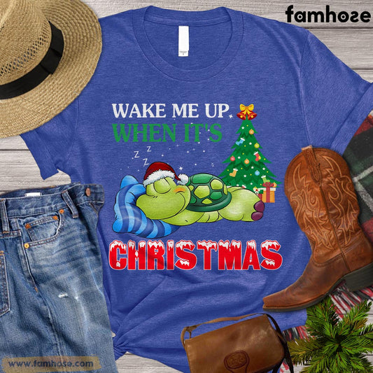 Chritsmas Turtle T-shirt, Wake Me Up When It's Christmas Turtle Shirt, Gift For Turtle Lovers, Turle Tees