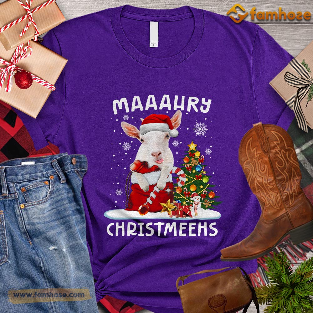 Funny Christmas Goat T-shirt, Maaahry Christmeehs Christmas Gift For Goat Lovers, Goat Farm, Goat Tees