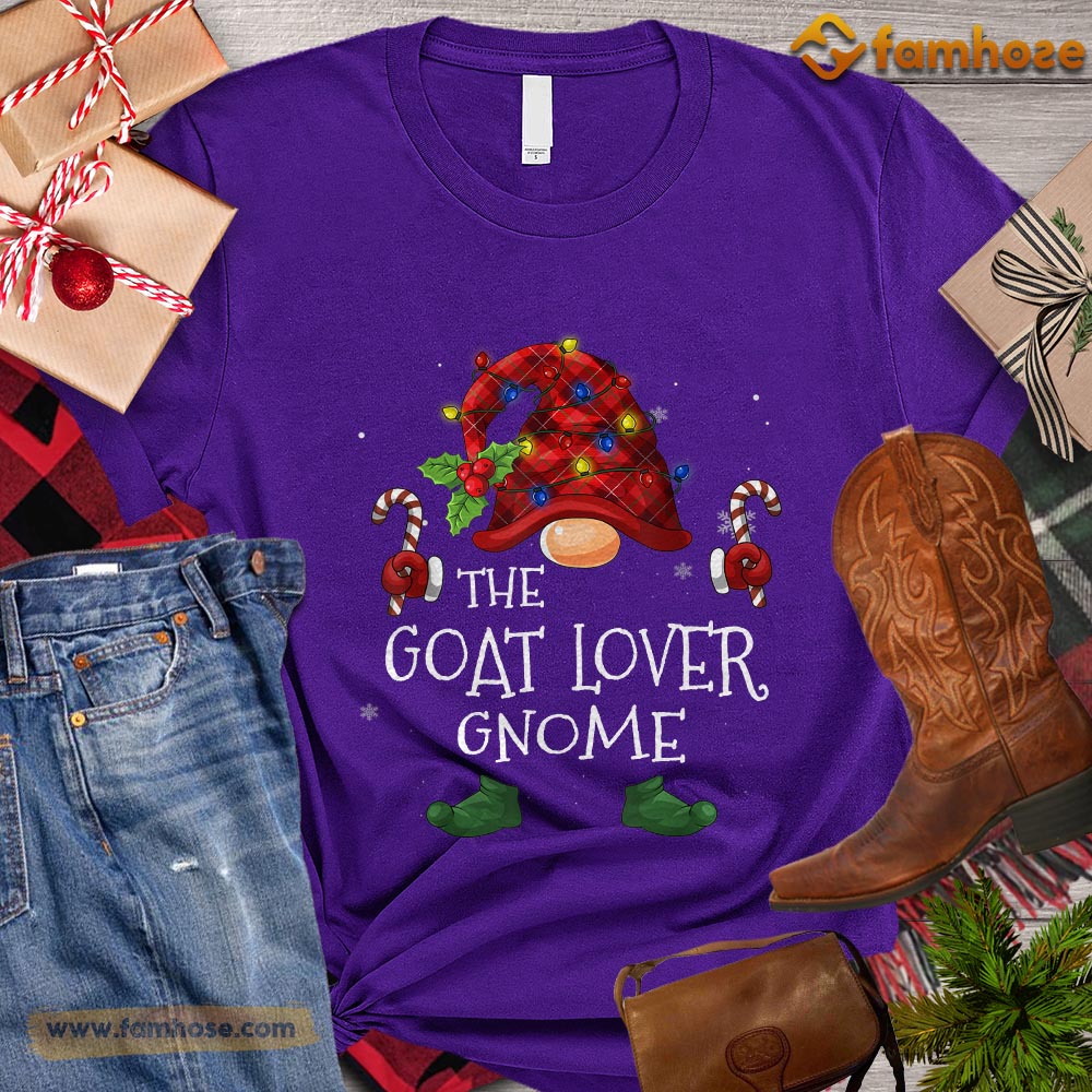 Cute Christmas Goat T-shirt, The Goat Lover Gnome Christmas Gift For Goat Lovers, Goat Farm, Goat Tees