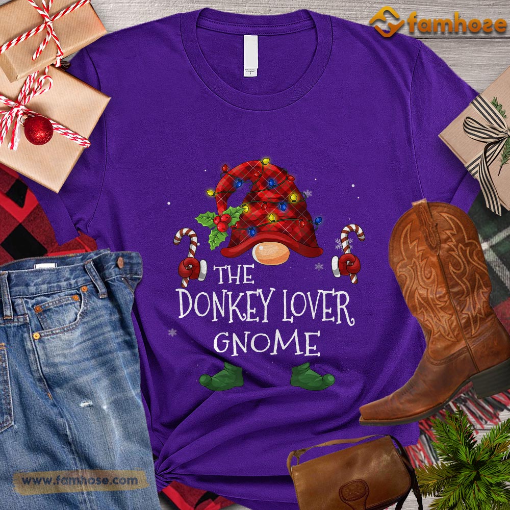 Cute Christmas Donkey T-shirt, The Donkey Lover Gnome Christmas Gift For Donkey Lovers, Donkey Farm, Donkey Tees