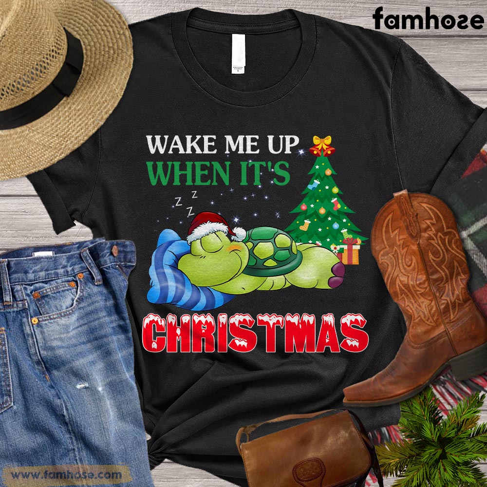 Chritsmas Turtle T-shirt, Wake Me Up When It's Christmas Turtle Shirt, Gift For Turtle Lovers, Turle Tees