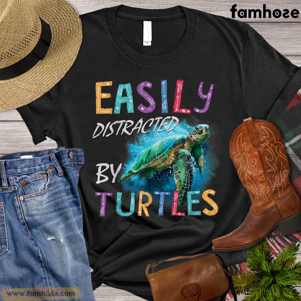 Turtle T-shirt, Easily Distracted By Turtles Turtle Shirt, Gift For Turtle Lovers, Turle Tees