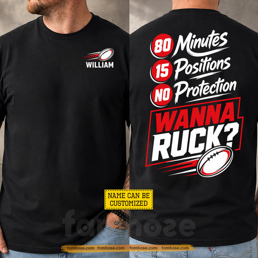 Personalized Rugby Two-sided T-shirt, 80 Minutes 15 Positions No Protection Sport Tees Gift For Rugby Lover