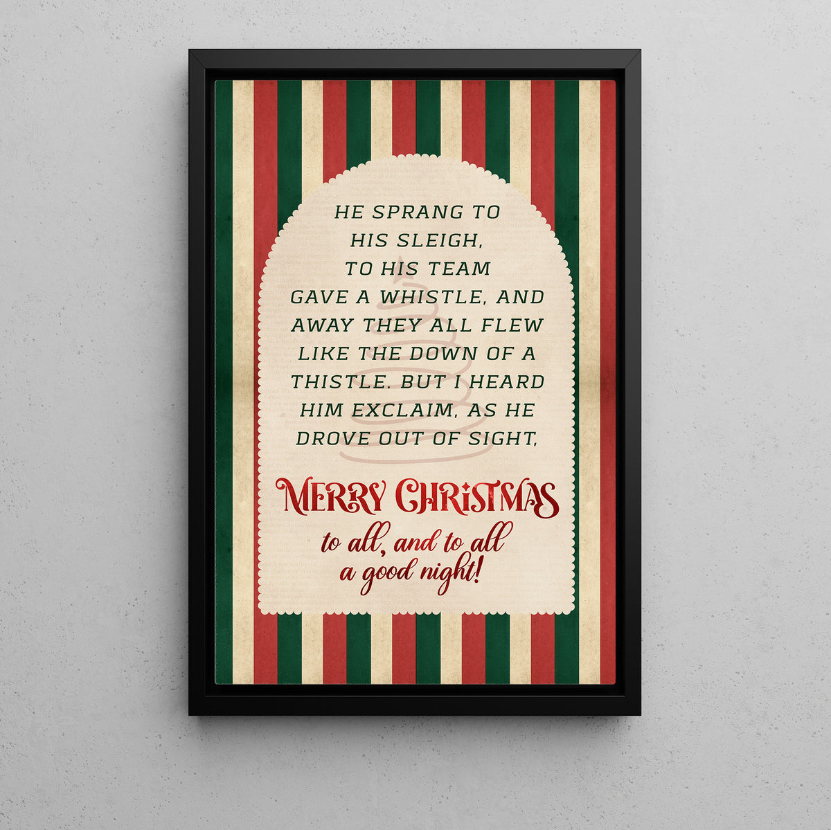 Merry Christmas Quote Canvas Painting, He Sprang To His Sleigh Wall Art Decor, Xmas Poster Gift