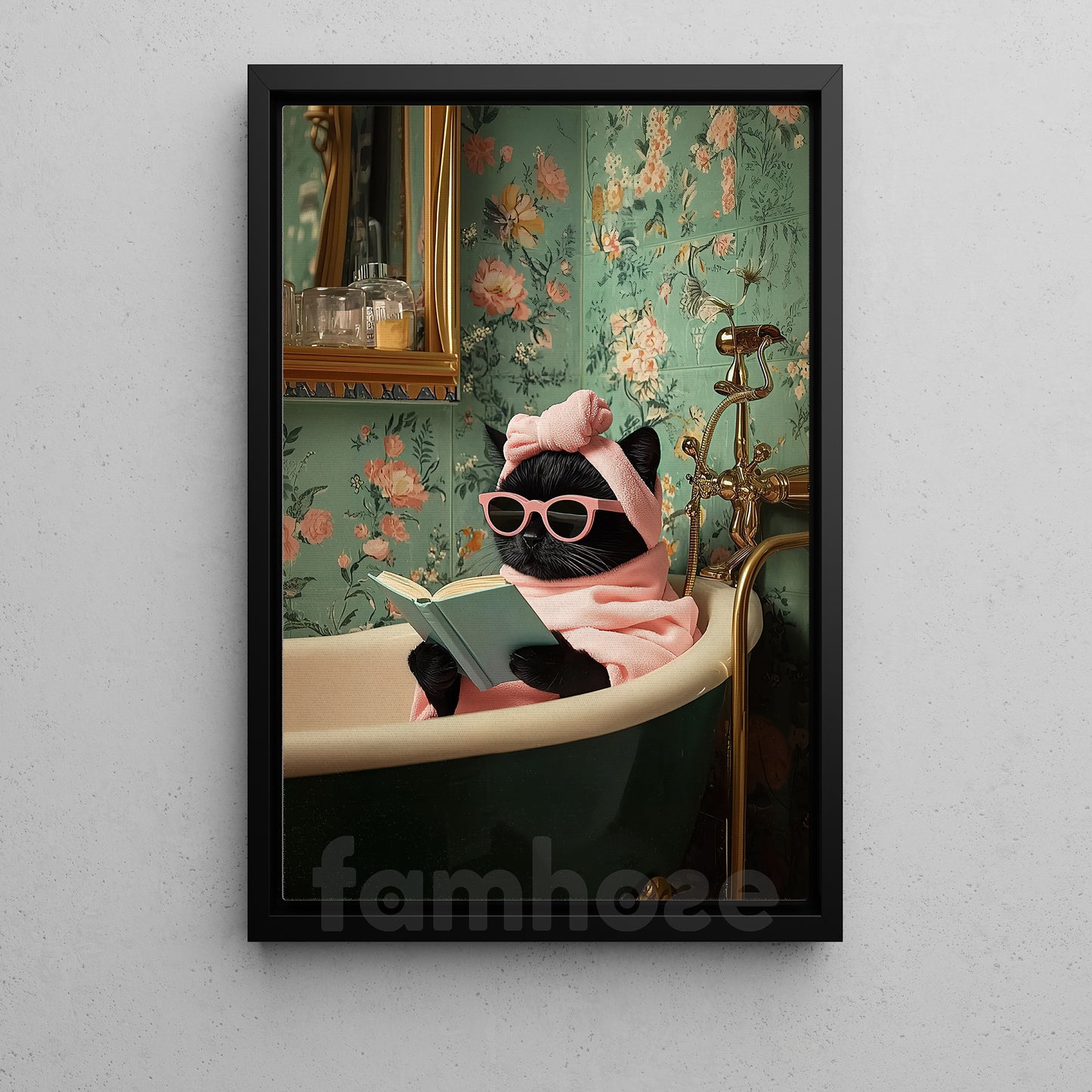 Funny Cat Canvas Painting, The Glamorous Kitty Wall Art Decor, Poster Gift For Cat Lovers