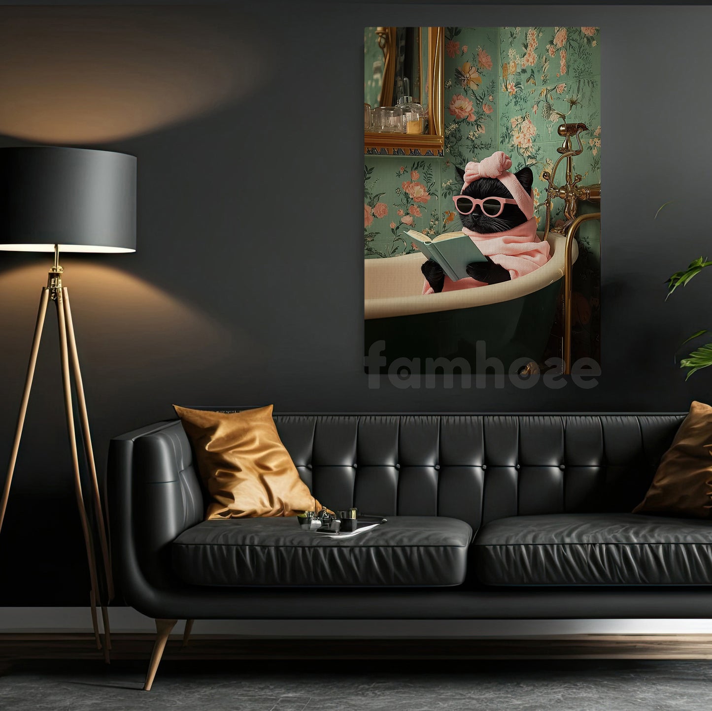 Funny Cat Canvas Painting, The Glamorous Kitty Wall Art Decor, Poster Gift For Cat Lovers