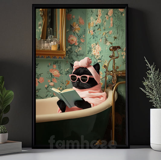Funny Cat Canvas Painting, The Glamorous Kitty Wall Art Decor, Poster Gift For Cat Lovers