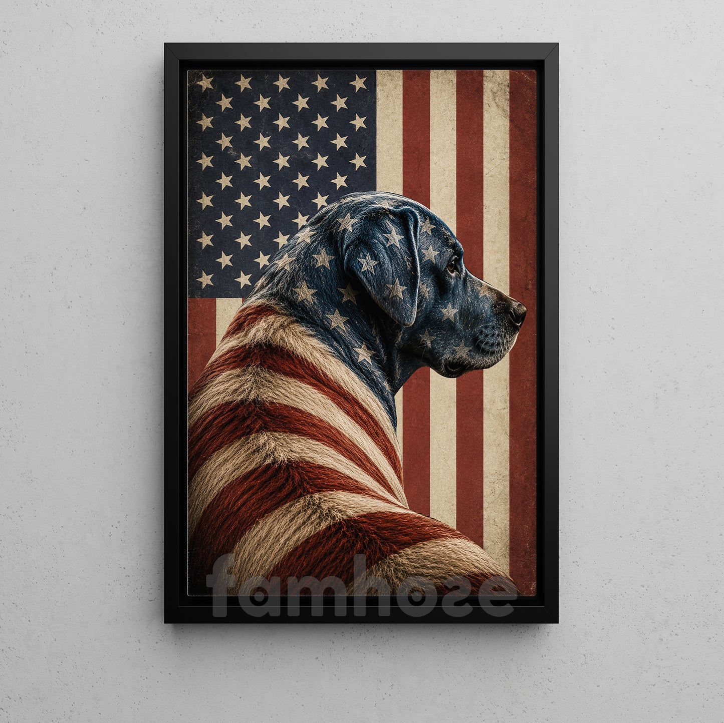 July 4th Labrador Retriever Dog USA Flag Canvas Painting, Stars Stripes And Loyalty Wall Art Decor, Independence Day Poster Gift For Labrador Retriever Lover