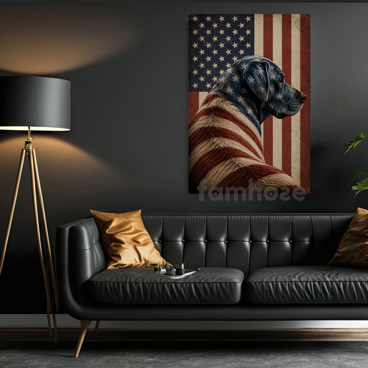 July 4th Labrador Retriever Dog USA Flag Canvas Painting, Stars Stripes And Loyalty Wall Art Decor, Independence Day Poster Gift For Labrador Retriever Lover