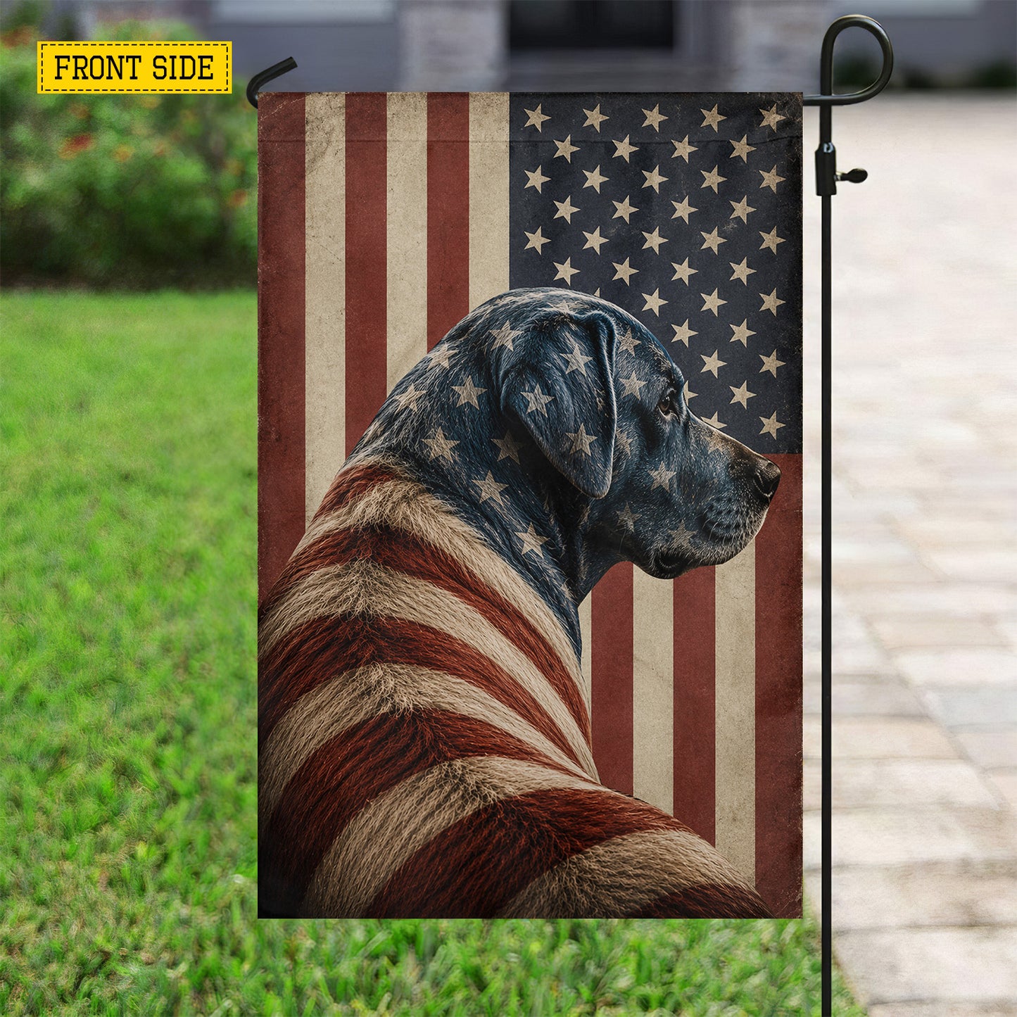 July 4th Labrador Retriever USA Garden Flag & House Flag, Wrapped In Freedom Labrador Retriever Dog Outdoor Decor, Independence Day Yard Flag Gift For Labrador Retriever Lover