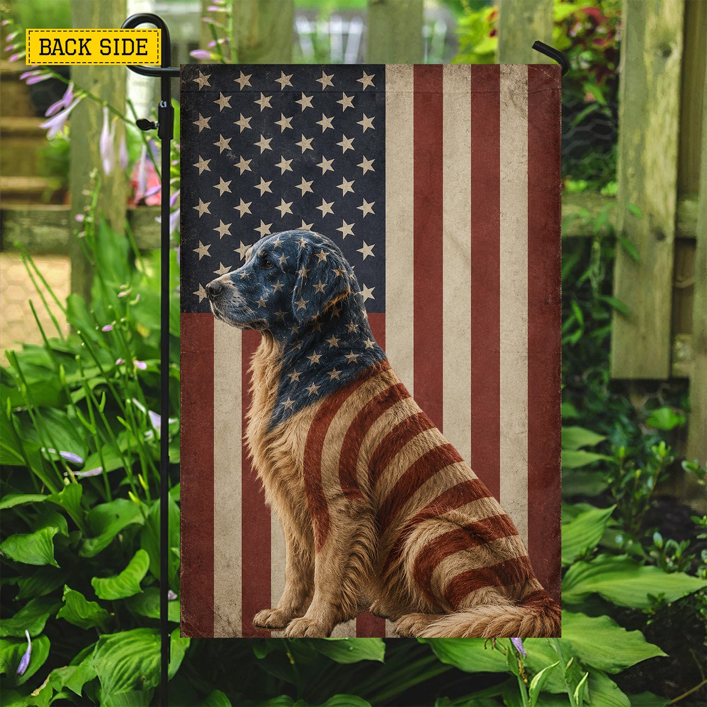 July 4th Golden Retriever Dog USA Garden Flag & House Flag, Freedom Has A Golden Heart Outdoor Decor, Independence Day Yard Flag Gift For Golden Retriever Lover