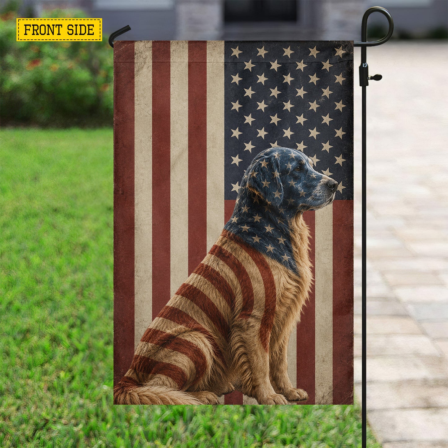 July 4th Golden Retriever Dog USA Garden Flag & House Flag, Freedom Has A Golden Heart Outdoor Decor, Independence Day Yard Flag Gift For Golden Retriever Lover