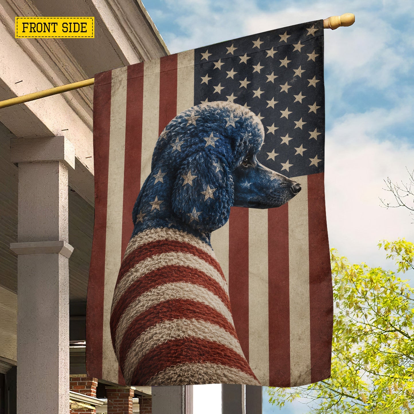 July 4th Poodle Dog USA Garden Flag & House Flag, Stars Stripes And Poodle Pride Outdoor Decor, Independence Day Yard Flag Gift For Poodle Lover