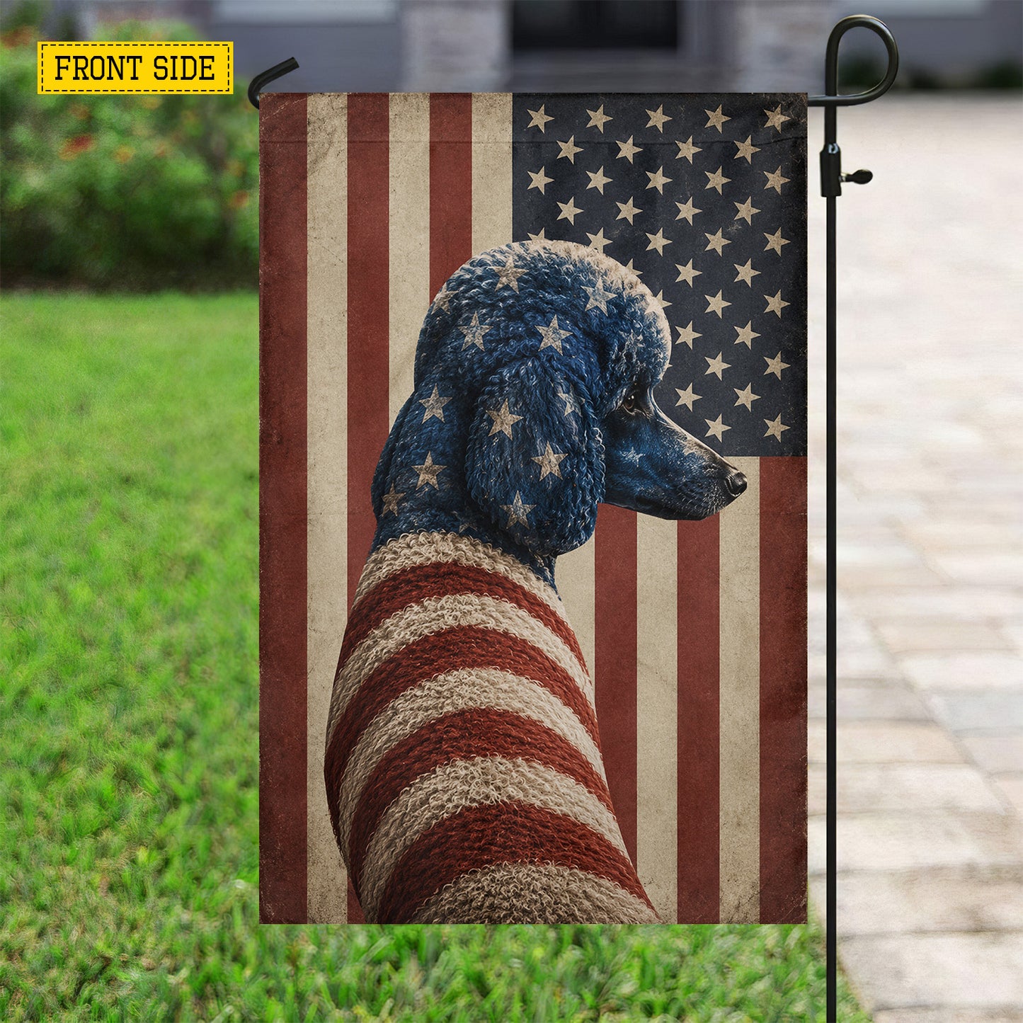 July 4th Poodle Dog USA Garden Flag & House Flag, Stars Stripes And Poodle Pride Outdoor Decor, Independence Day Yard Flag Gift For Poodle Lover