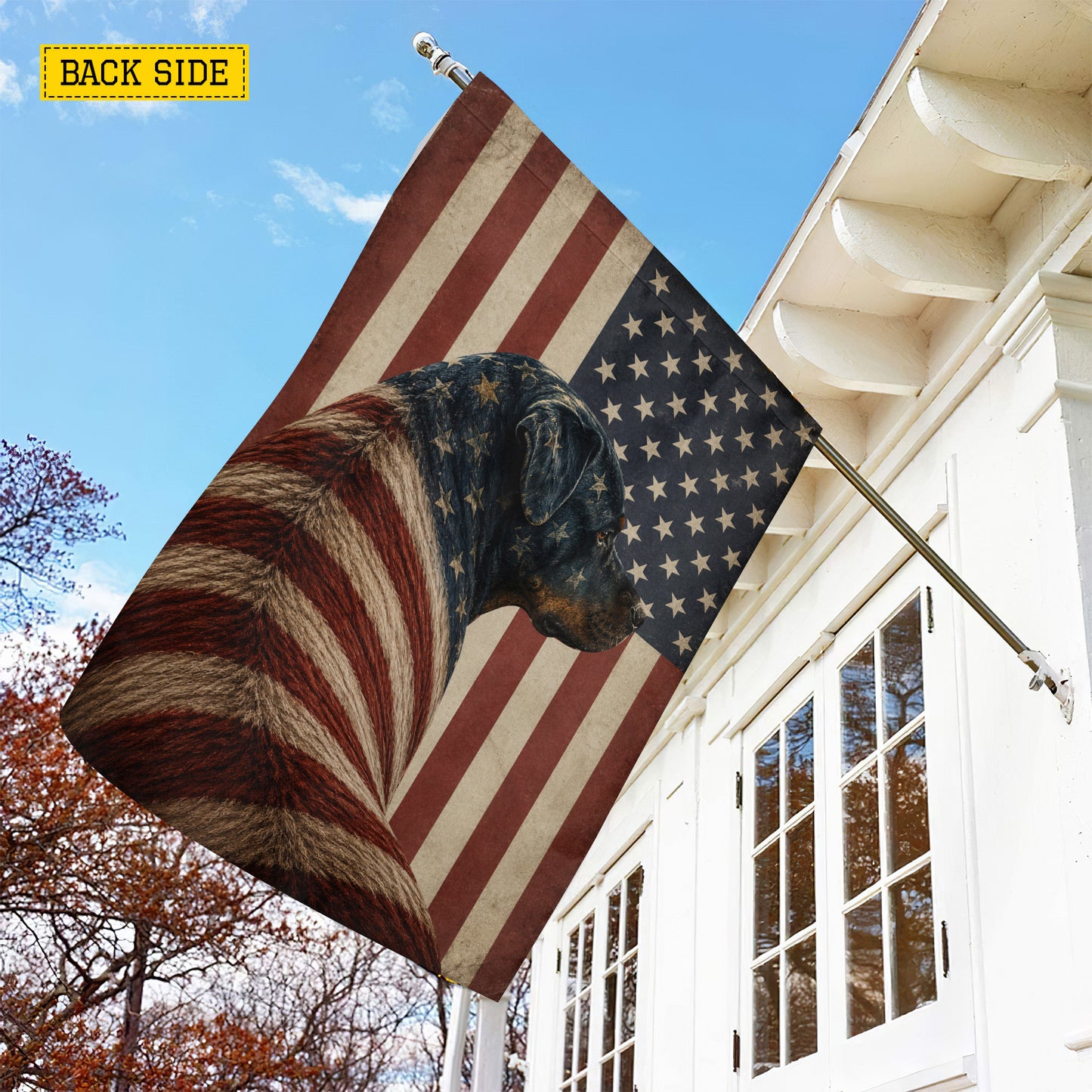 July 4th Rottweiler Dog USA Garden Flag & House Flag, Stars Stripes And Rottweiler Pride Outdoor Decor, Independence Day Yard Flag Gift For Rottweiler Lover