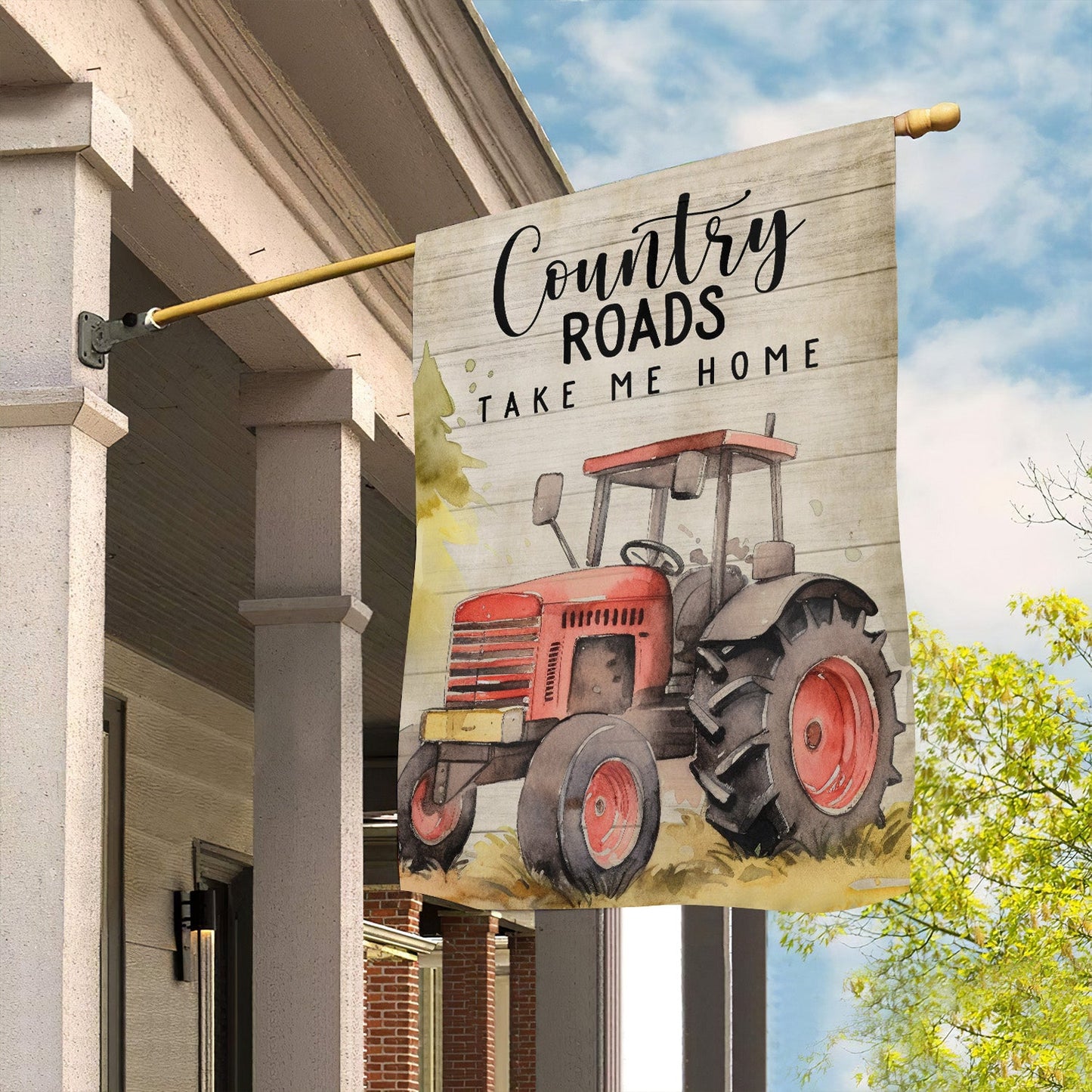 Tractor Flag, Country Roads Take Me Home, Gift For Tractor Lovers, Garden Flag, Farmers