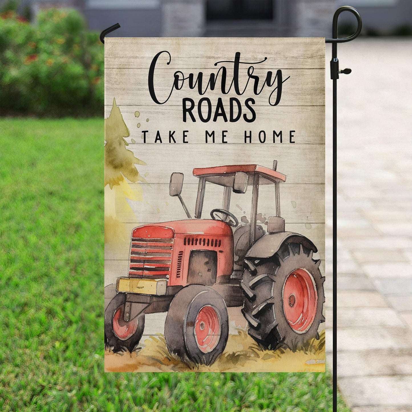 Tractor Flag, Country Roads Take Me Home, Gift For Tractor Lovers, Garden Flag, Farmers