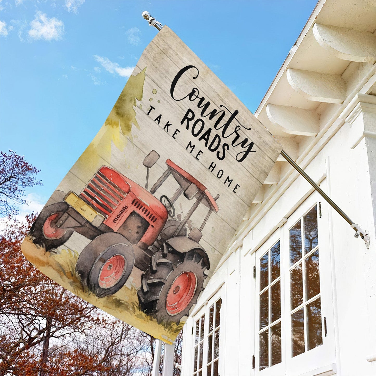 Tractor Flag, Country Roads Take Me Home, Gift For Tractor Lovers, Garden Flag, Farmers