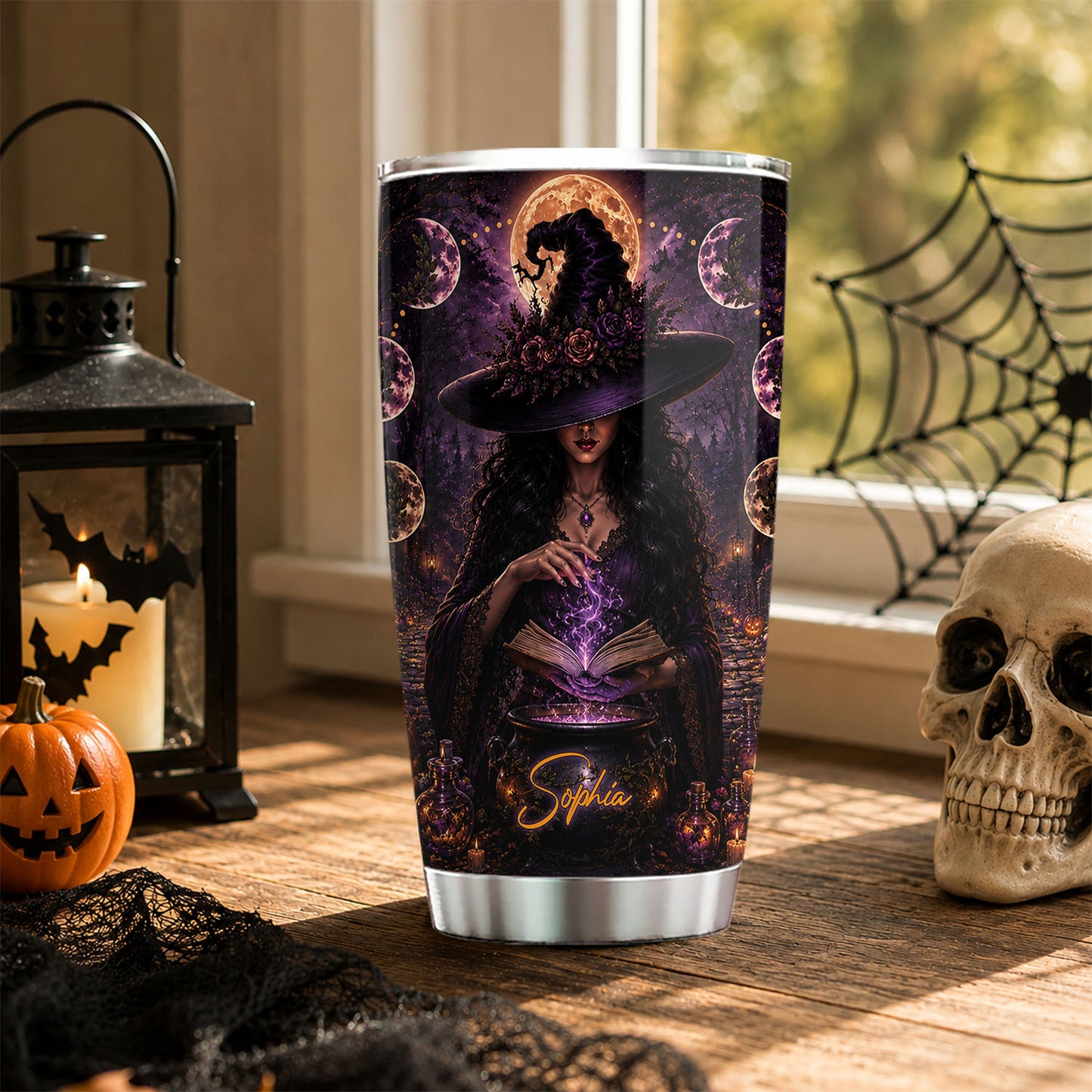 Personalized Halloween Witch Tumbler, October Girl With The Soul Of A Witch, Spooky Season Stainless Steel Tumbler, Travel Mug Tumblers Gift For Witch Lover
