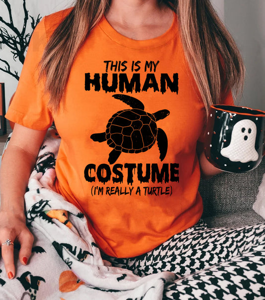 Turrtle Halloween T-shirt, This Is My Human Costume I'm Really A Turtle Halloween Gift For Turtle Lovers, Turtle Owners
