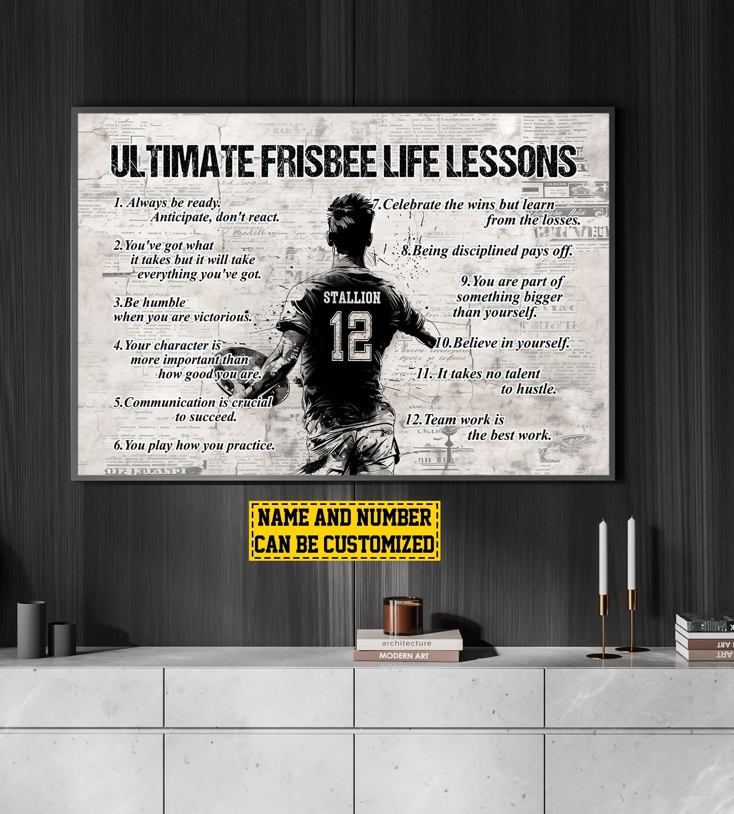 Ultimate Frisbee Life Lessons, Personalized Motivational Ultimate Frisbee Canvas Painting, Inspirational Quotes Wall Art Decor, Poster Gift For Ultimate Frisbee Lovers