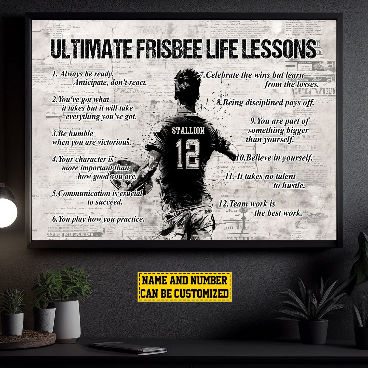 Ultimate Frisbee Life Lessons, Personalized Motivational Ultimate Frisbee Canvas Painting, Inspirational Quotes Wall Art Decor, Poster Gift For Ultimate Frisbee Lovers