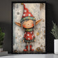Cute Christmas Elf Canvas Painting, Festive Elf Wall Art Decor, Xmas Poster Gift For Elf Lovers