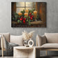 Cozy Christmas Candle Canvas Painting, Glowing Candlelit Window Wall Art Decor, Xmas Poster Gift