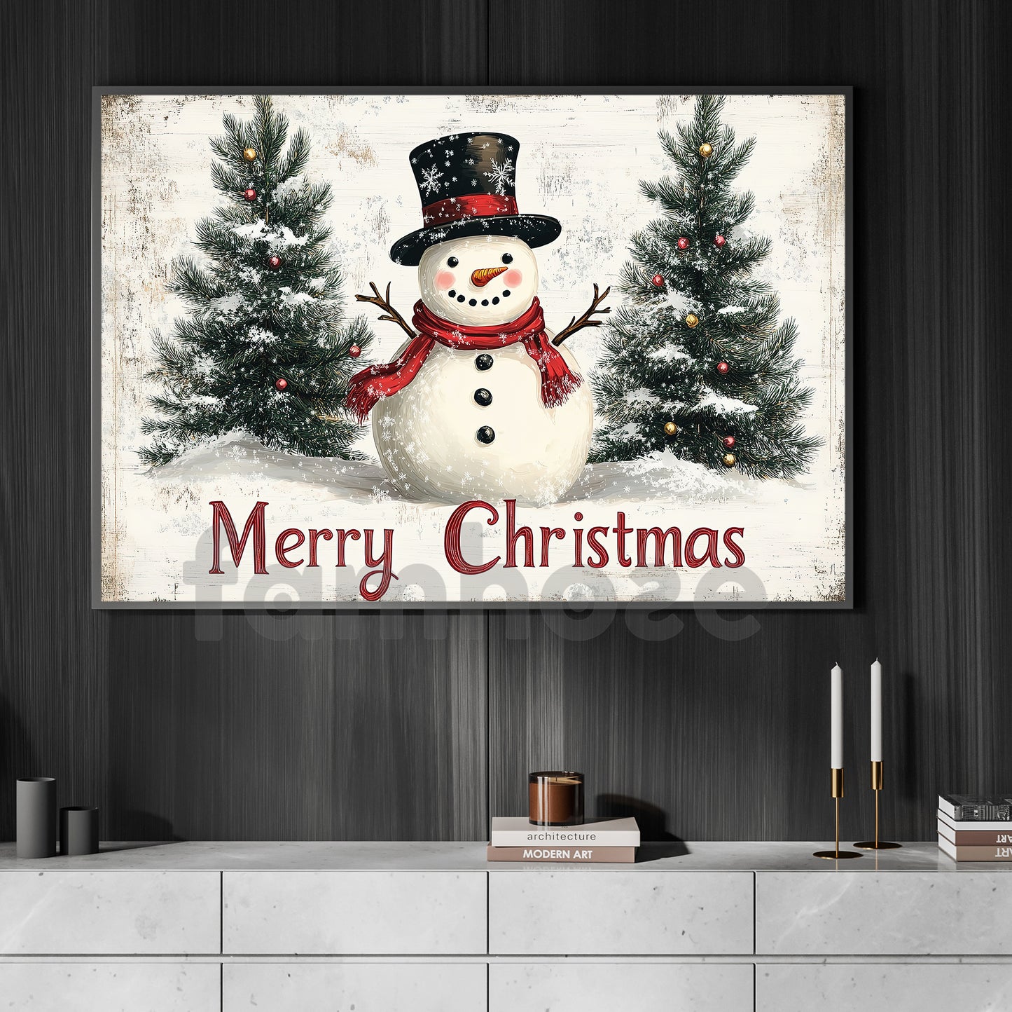 Funny Christmas Snowman Canvas Painting, Merry Christmas Wall Art Decor, Xmas Poster Gift For Snowman Lovers
