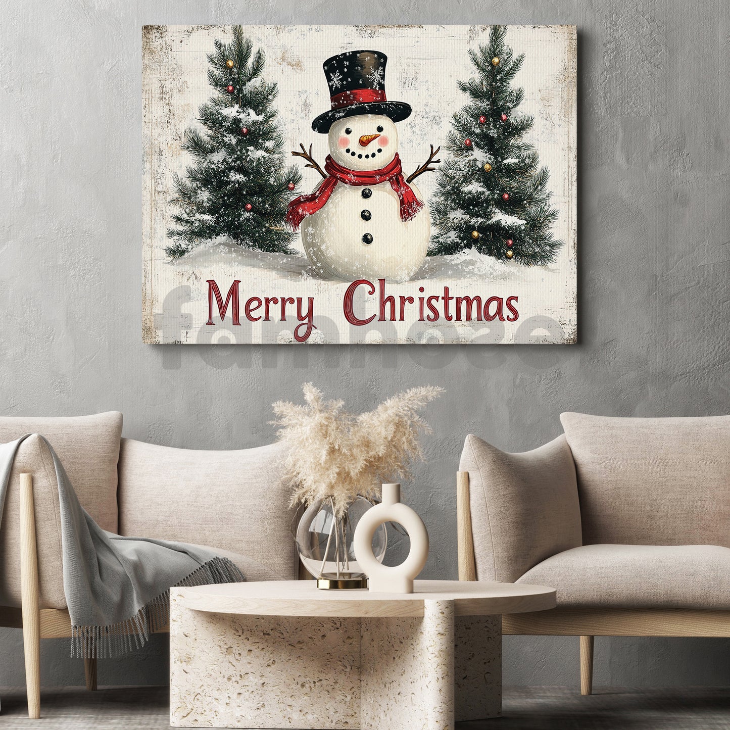 Funny Christmas Snowman Canvas Painting, Merry Christmas Wall Art Decor, Xmas Poster Gift For Snowman Lovers