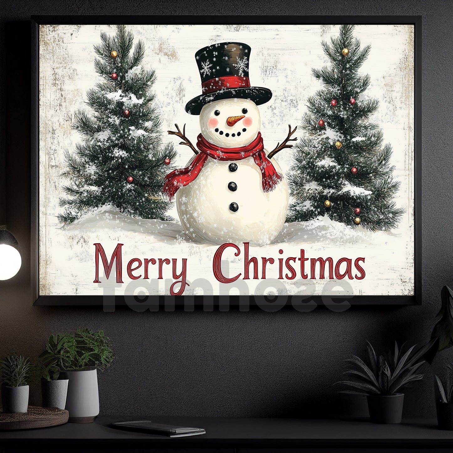 Funny Christmas Snowman Canvas Painting, Merry Christmas Wall Art Decor, Xmas Poster Gift For Snowman Lovers