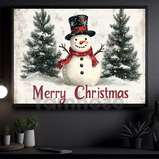 Funny Christmas Snowman Canvas Painting, Merry Christmas Wall Art Decor, Xmas Poster Gift For Snowman Lovers