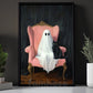 Halloween Boo Cat Canvas Painting, Haunted Chair Ghost And Cat Wall Art Decor Spooky Season Poster Gift For Cat Lovers