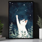 Cute Cat Canvas Painting, Paws To The Stars Wall Art Decor, Poster Gift For Cat Lovers