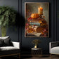 Halloween Pumpkin Book Canvas Painting, Autumn Tales Wall Art Decor, Spooky Season Poster Gift For Book Lovers, Pumpkin Lovers