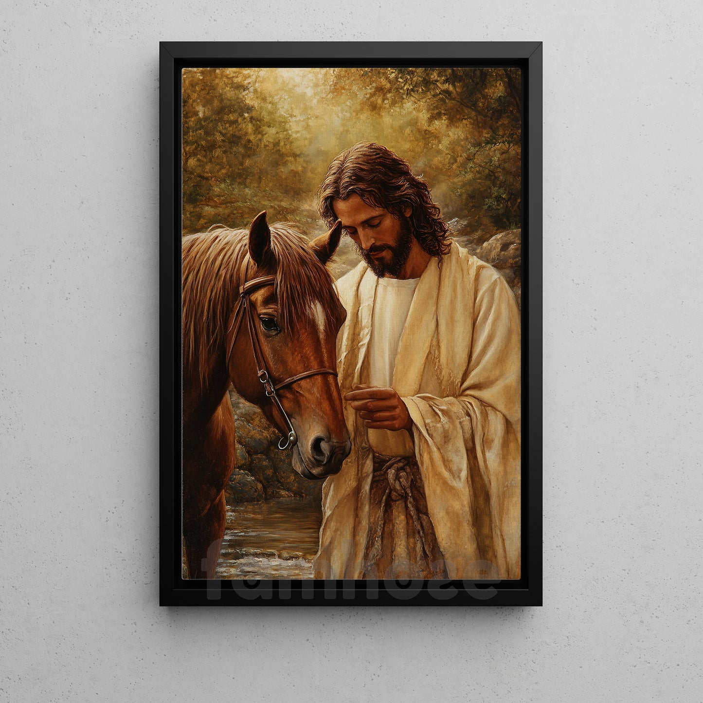 Horse & Jesus Canvas Painting, Compassion And Grace Wall Art Decor, Christian Poster Gift