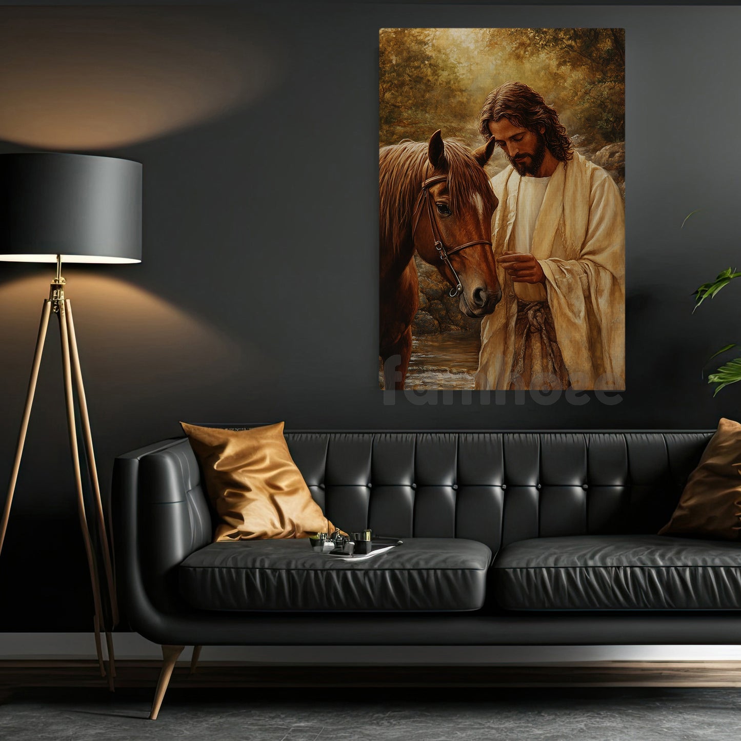 Horse & Jesus Canvas Painting, Compassion And Grace Wall Art Decor, Christian Poster Gift