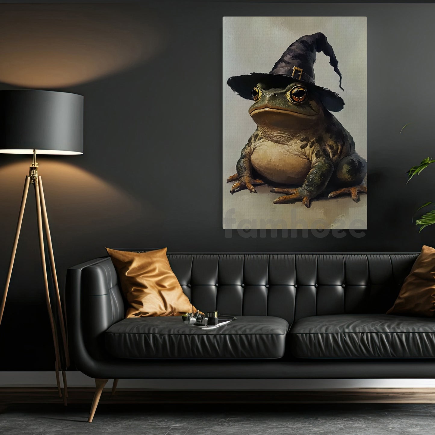Funny Halloween Witch Frog Canvas Painting, The Littlest Swamp Witch Spooky Season Wall Art Decor, Halloween Poster Gift For Witch Lover