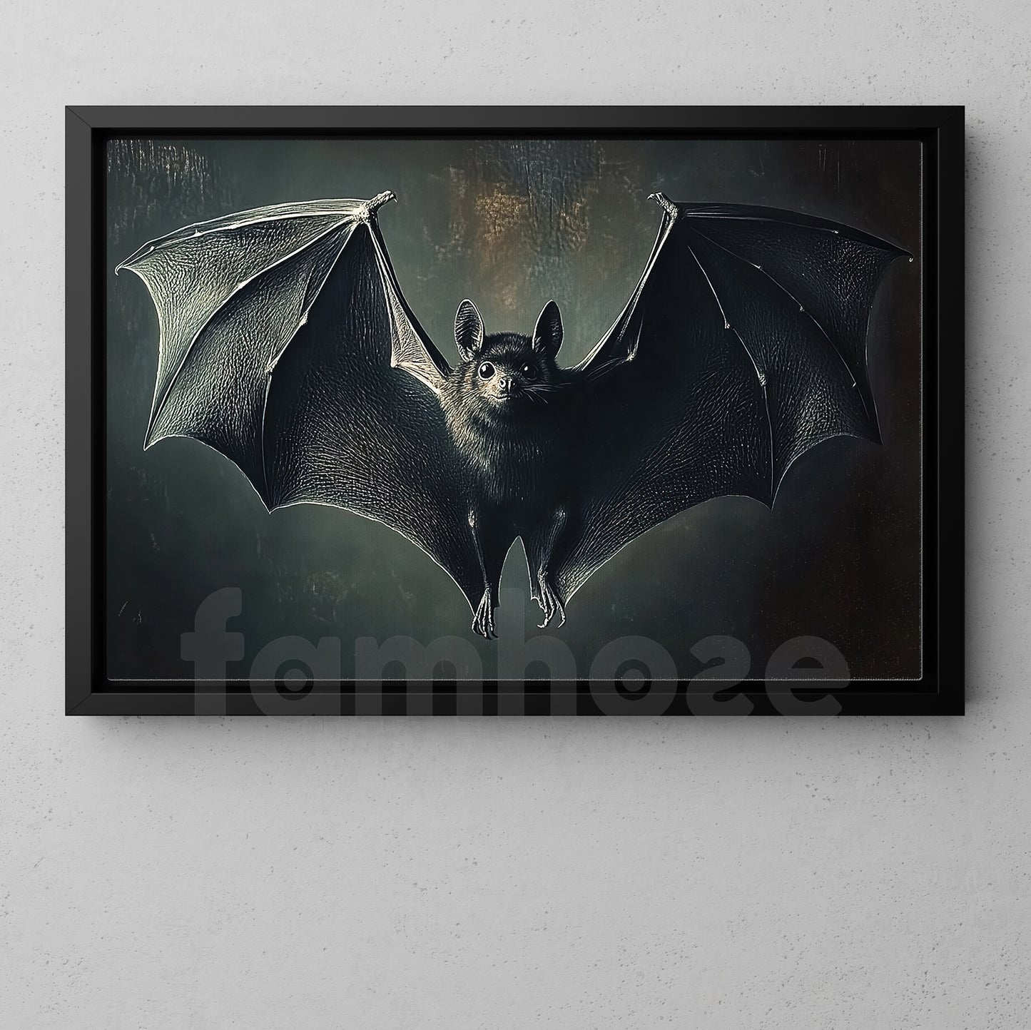 Cute Bat Canvas Painting, Realistic Bat Illustration Spooky Season Wall Art Decor, Poster Gift For Bat Lovers