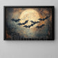 Halloween Flying Bats Canvas Painting, When The Moon Calls The Night Spooky Season Wall Art Decor, Halloween Poster Gift For Bats Lovers